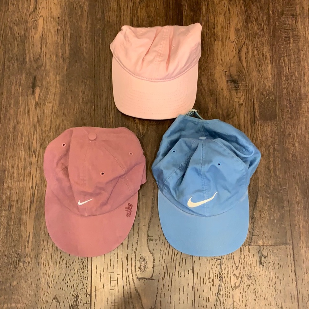 2 Vintage Nike Caps and 1 Pink American Needle Cap